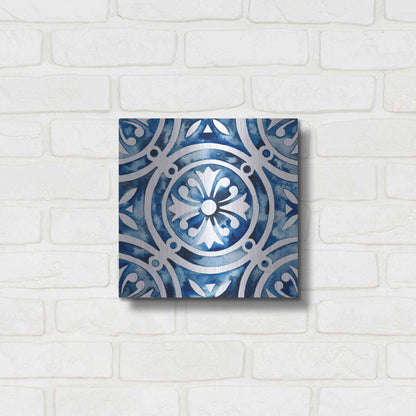 Luxe Metal Art 'Cobalt Tile IV' by Grace Popp, Metal Wall Art,12x12