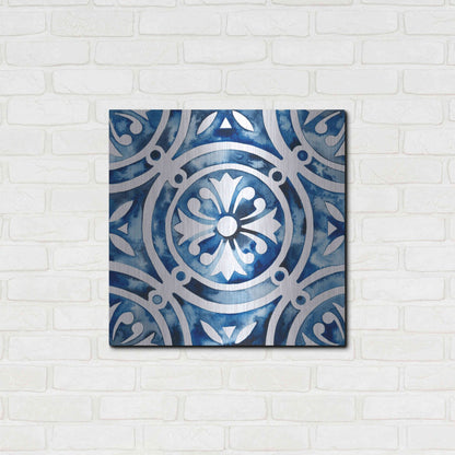 Luxe Metal Art 'Cobalt Tile IV' by Grace Popp, Metal Wall Art,24x24
