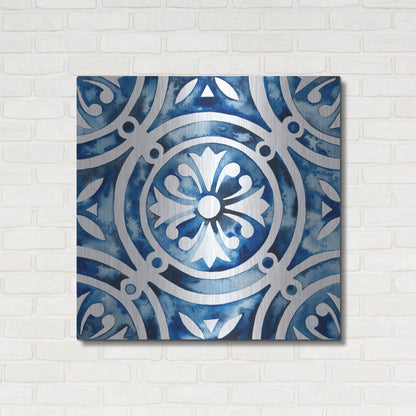Luxe Metal Art 'Cobalt Tile IV' by Grace Popp, Metal Wall Art,36x36