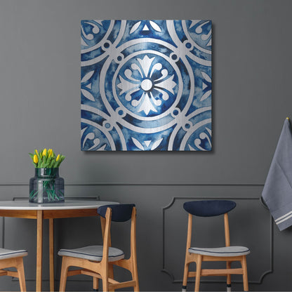 Luxe Metal Art 'Cobalt Tile IV' by Grace Popp, Metal Wall Art,36x36