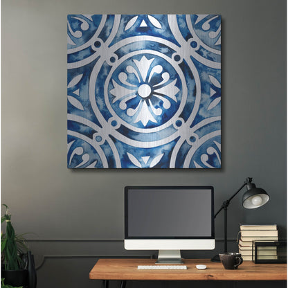 Luxe Metal Art 'Cobalt Tile IV' by Grace Popp, Metal Wall Art,36x36