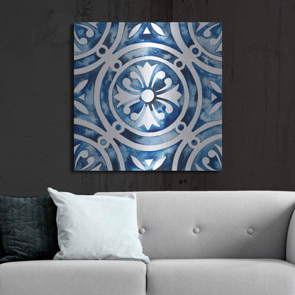 Luxe Metal Art 'Cobalt Tile IV' by Grace Popp, Metal Wall Art,36x36
