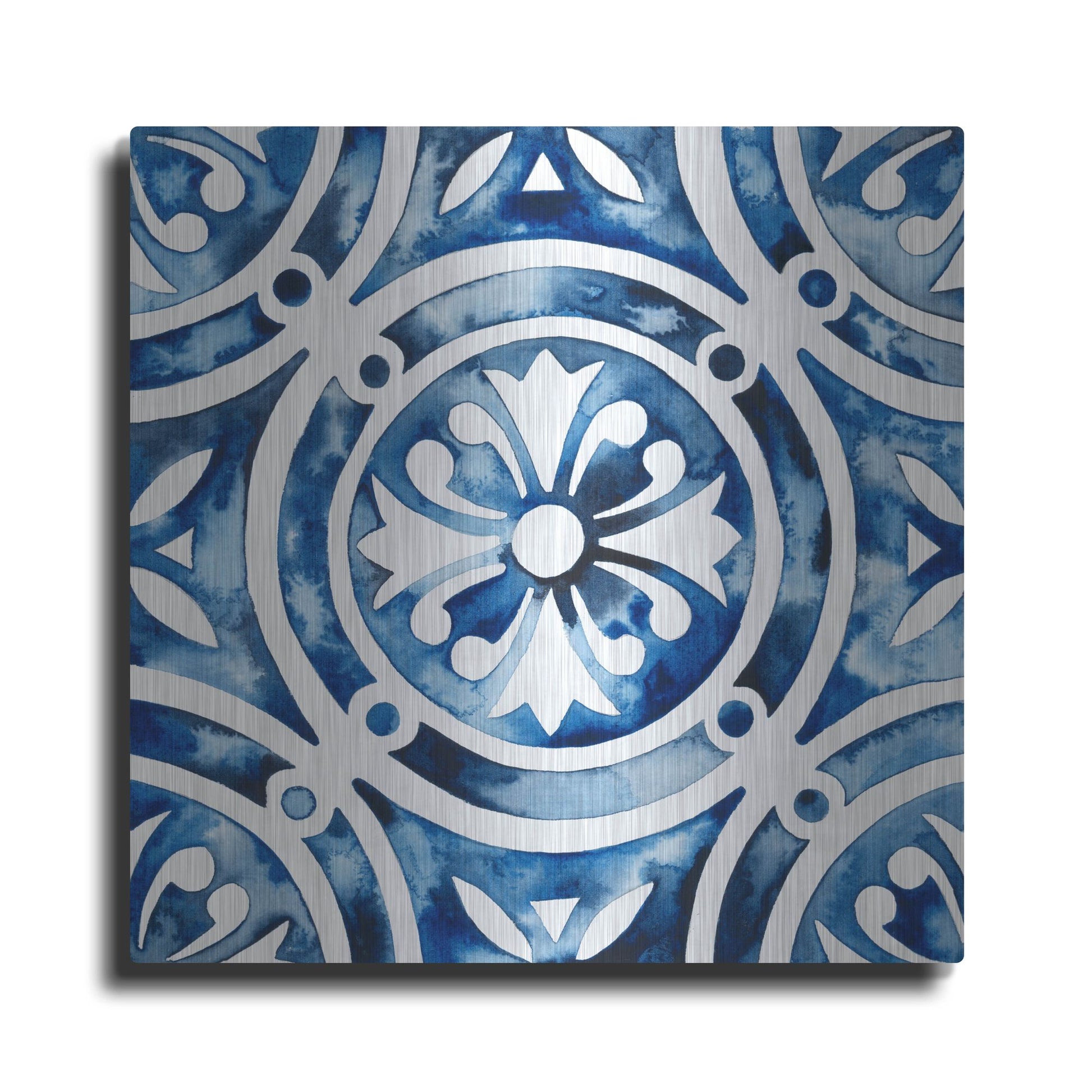 Luxe Metal Art 'Cobalt Tile IV' by Grace Popp, Metal Wall Art