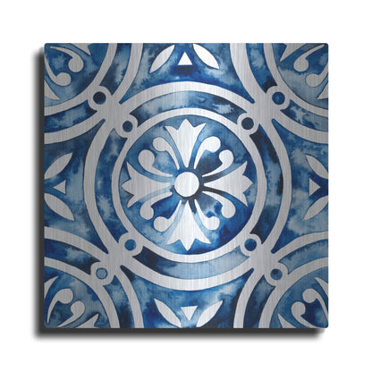 Luxe Metal Art 'Cobalt Tile IV' by Grace Popp, Metal Wall Art