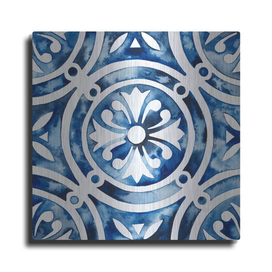 Luxe Metal Art 'Cobalt Tile IV' by Grace Popp, Metal Wall Art