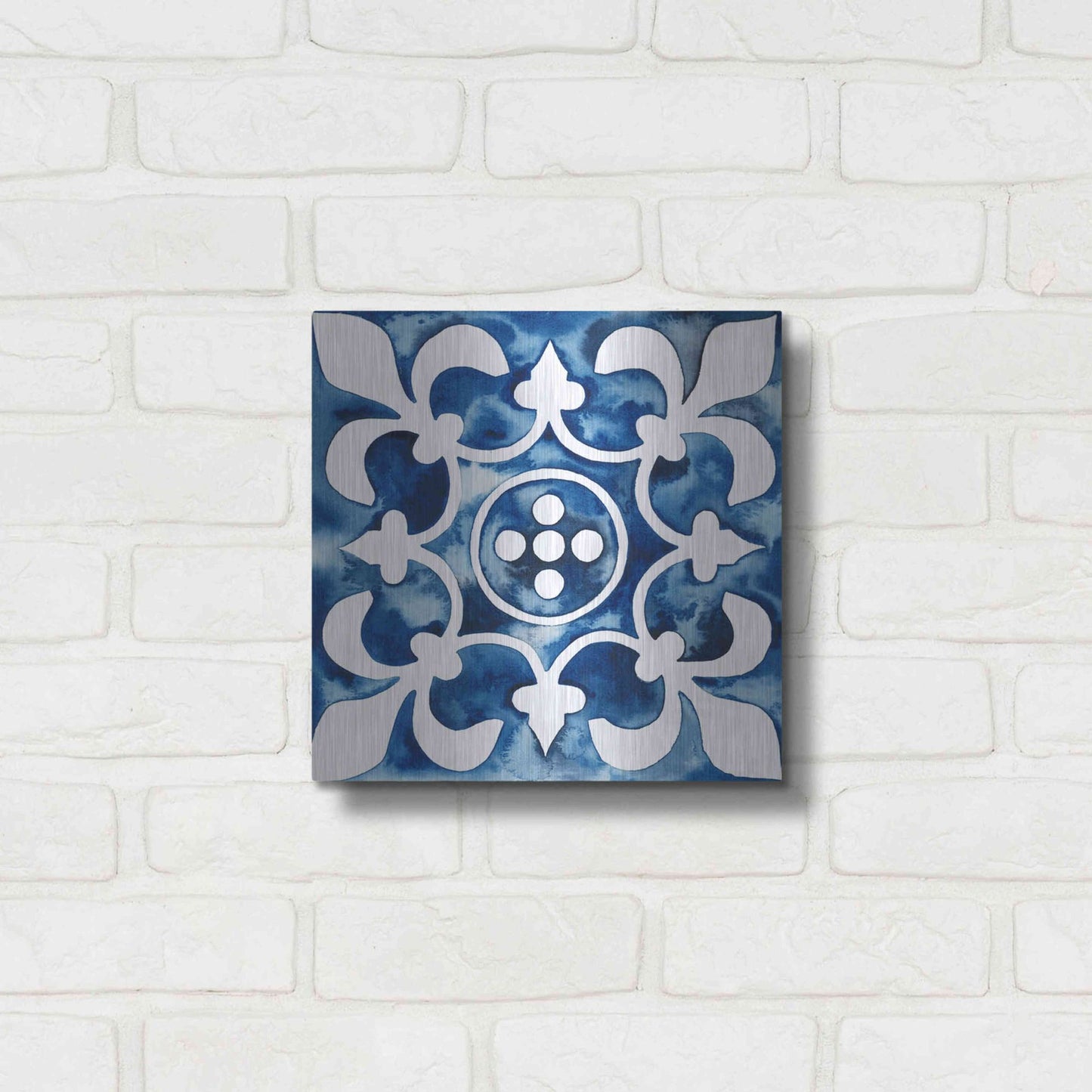 Luxe Metal Art 'Cobalt Tile III' by Grace Popp, Metal Wall Art,12x12
