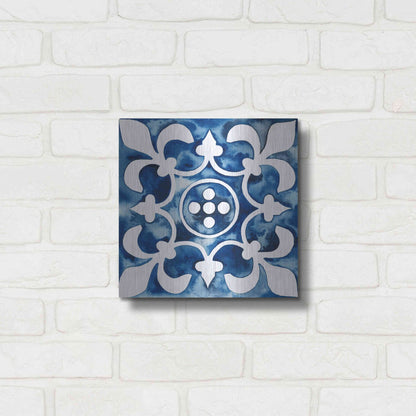Luxe Metal Art 'Cobalt Tile III' by Grace Popp, Metal Wall Art,12x12