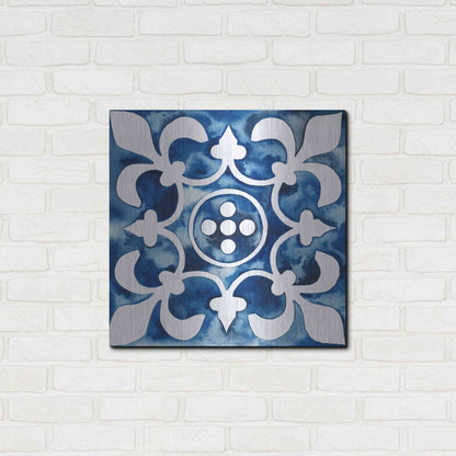Luxe Metal Art 'Cobalt Tile III' by Grace Popp, Metal Wall Art,24x24