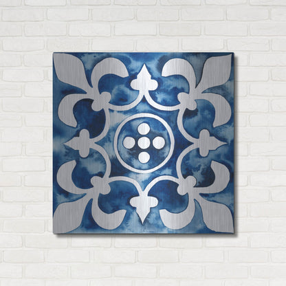 Luxe Metal Art 'Cobalt Tile III' by Grace Popp, Metal Wall Art,36x36