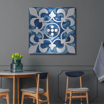 Luxe Metal Art 'Cobalt Tile III' by Grace Popp, Metal Wall Art,36x36