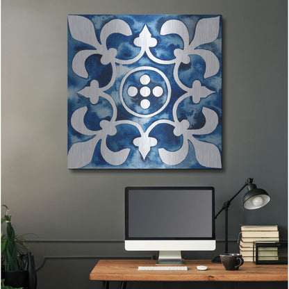 Luxe Metal Art 'Cobalt Tile III' by Grace Popp, Metal Wall Art,36x36