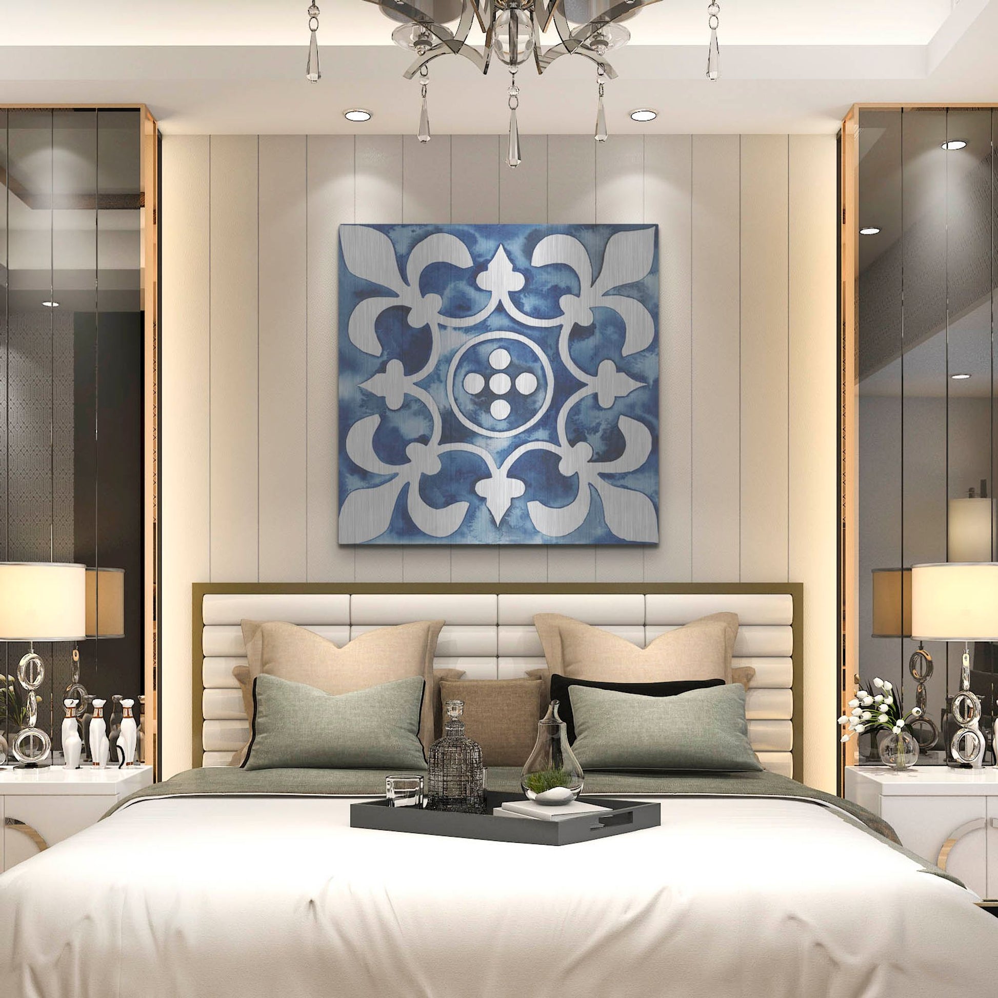 Luxe Metal Art 'Cobalt Tile III' by Grace Popp, Metal Wall Art,36x36