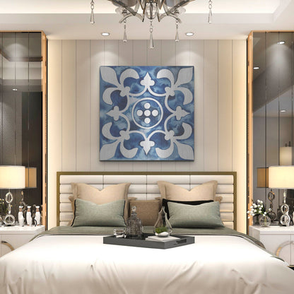 Luxe Metal Art 'Cobalt Tile III' by Grace Popp, Metal Wall Art,36x36