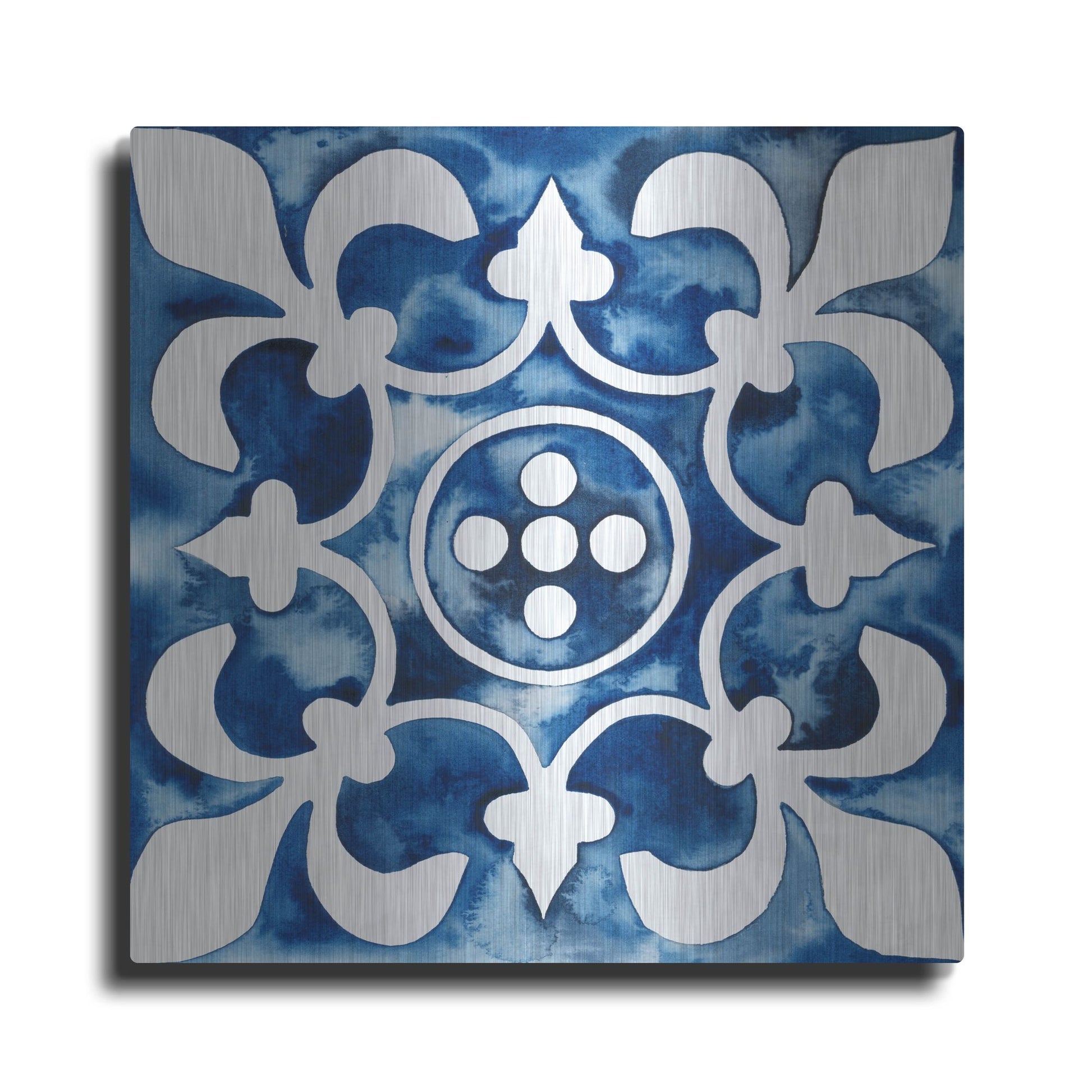 Luxe Metal Art 'Cobalt Tile III' by Grace Popp, Metal Wall Art