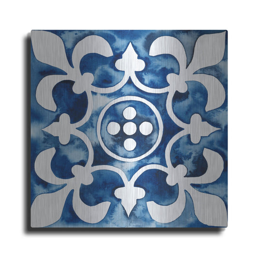 Luxe Metal Art 'Cobalt Tile III' by Grace Popp, Metal Wall Art