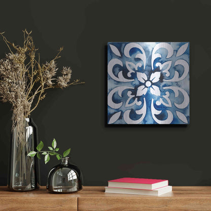 Luxe Metal Art 'Cobalt Tile II' by Grace Popp, Metal Wall Art,12x12