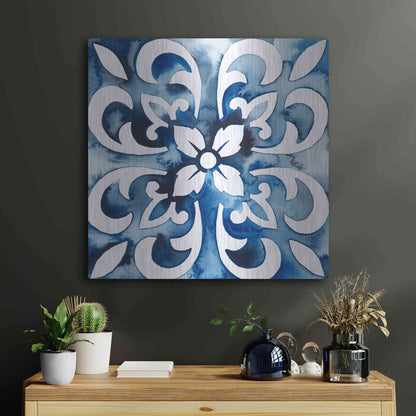 Luxe Metal Art 'Cobalt Tile II' by Grace Popp, Metal Wall Art,24x24