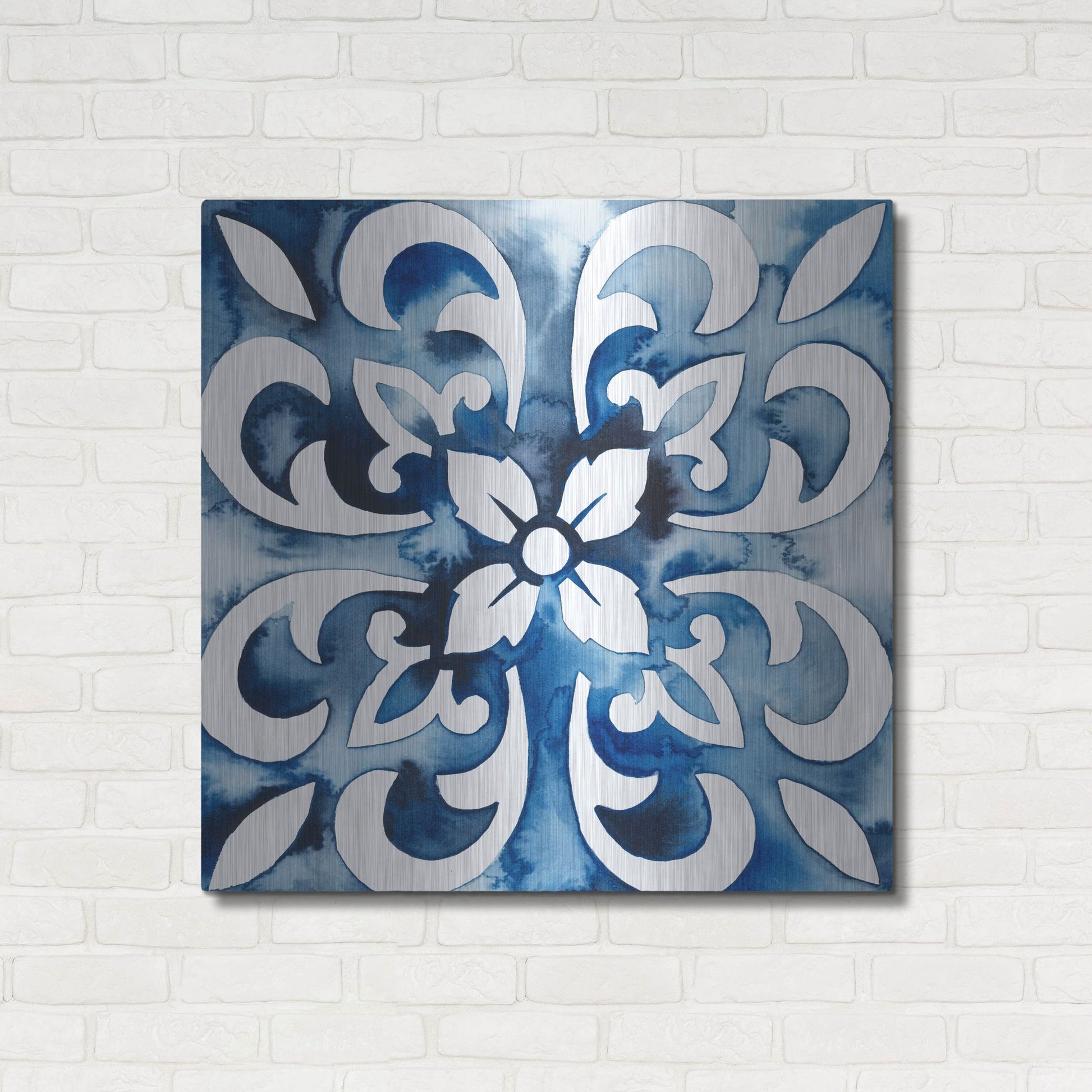 Luxe Metal Art 'Cobalt Tile II' by Grace Popp, Metal Wall Art,36x36
