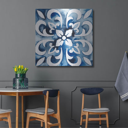 Luxe Metal Art 'Cobalt Tile II' by Grace Popp, Metal Wall Art,36x36