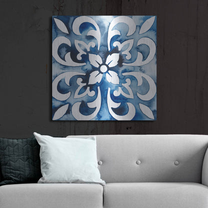 Luxe Metal Art 'Cobalt Tile II' by Grace Popp, Metal Wall Art,36x36