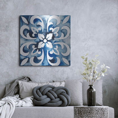 Luxe Metal Art 'Cobalt Tile II' by Grace Popp, Metal Wall Art,36x36