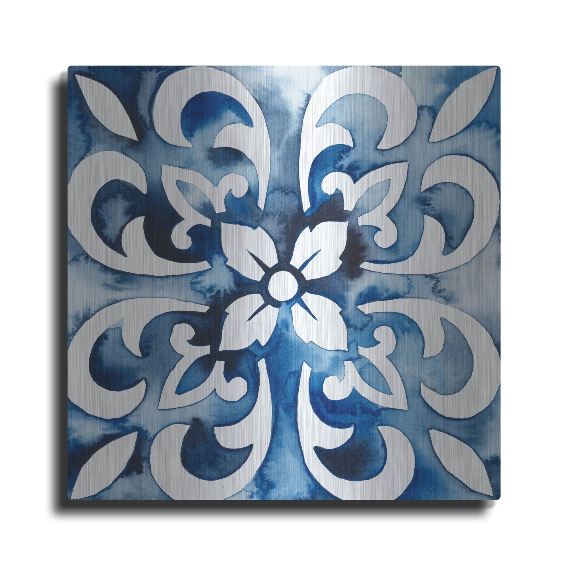 Luxe Metal Art 'Cobalt Tile II' by Grace Popp, Metal Wall Art