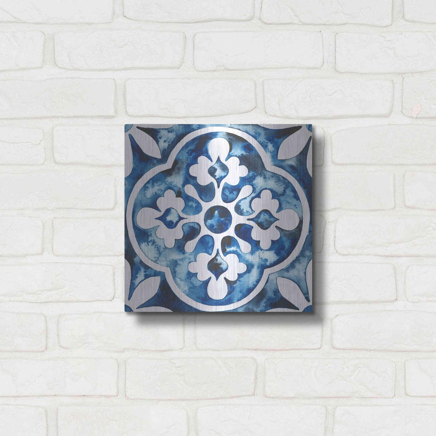 Luxe Metal Art 'Cobalt Tile I' by Grace Popp, Metal Wall Art,12x12