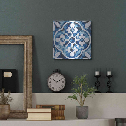 Luxe Metal Art 'Cobalt Tile I' by Grace Popp, Metal Wall Art,12x12