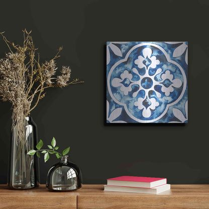 Luxe Metal Art 'Cobalt Tile I' by Grace Popp, Metal Wall Art,12x12