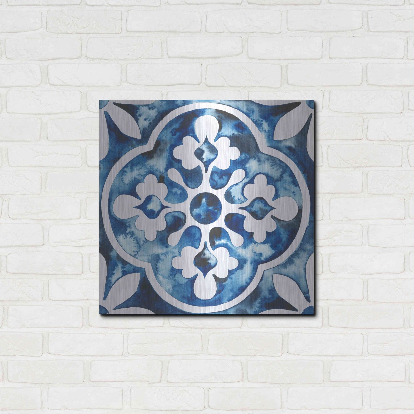 Luxe Metal Art 'Cobalt Tile I' by Grace Popp, Metal Wall Art,24x24