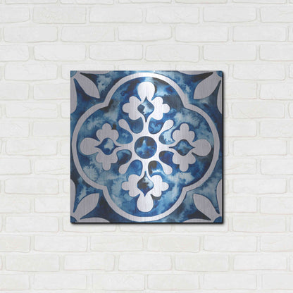 Luxe Metal Art 'Cobalt Tile I' by Grace Popp, Metal Wall Art,24x24