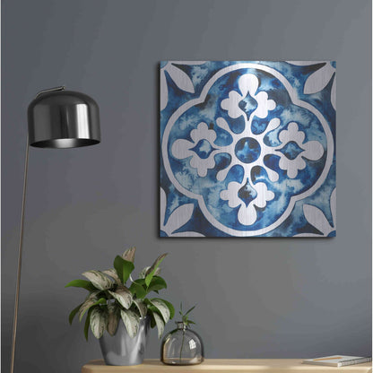 Luxe Metal Art 'Cobalt Tile I' by Grace Popp, Metal Wall Art,24x24