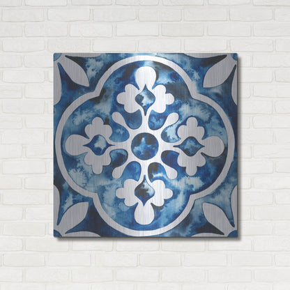 Luxe Metal Art 'Cobalt Tile I' by Grace Popp, Metal Wall Art,36x36