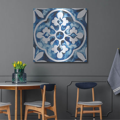 Luxe Metal Art 'Cobalt Tile I' by Grace Popp, Metal Wall Art,36x36