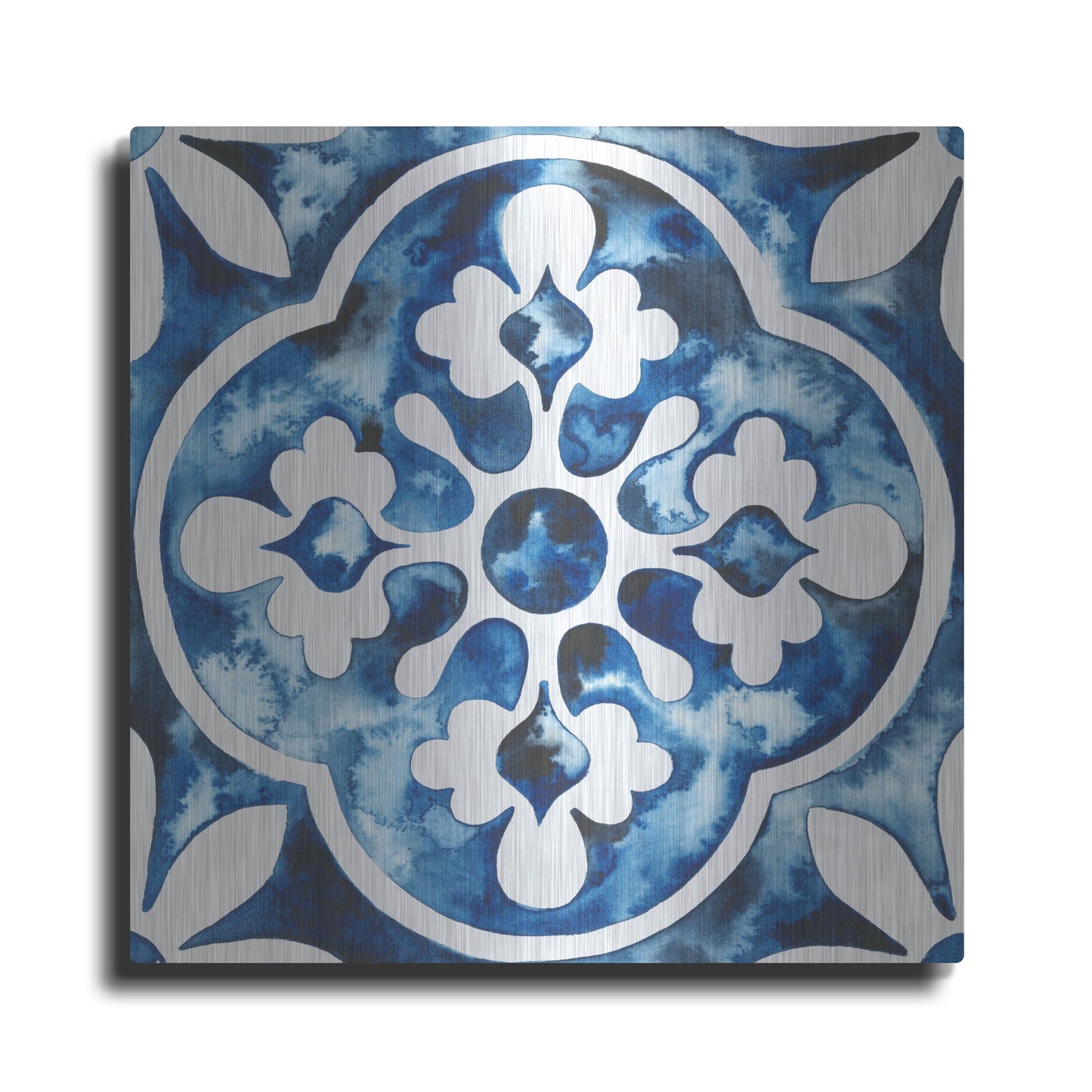 Luxe Metal Art 'Cobalt Tile I' by Grace Popp, Metal Wall Art