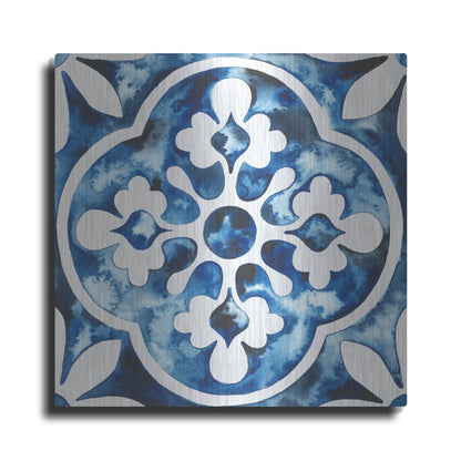 Luxe Metal Art 'Cobalt Tile I' by Grace Popp, Metal Wall Art