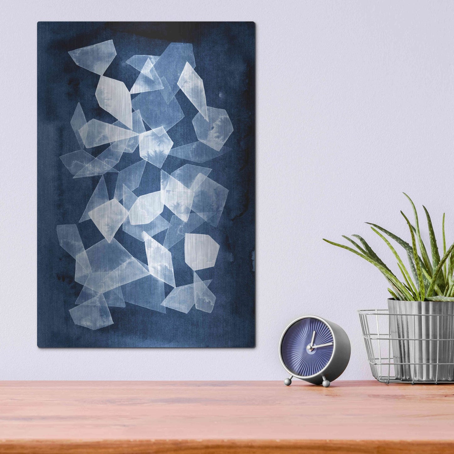 Luxe Metal Art 'Indigo Glass II' by Grace Popp, Metal Wall Art,12x16