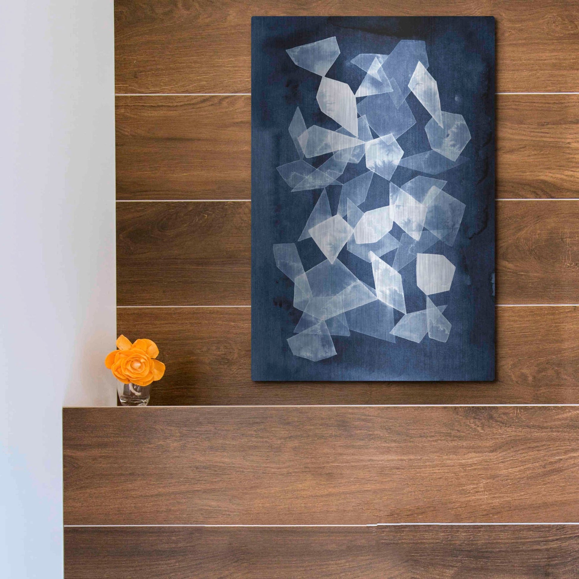 Luxe Metal Art 'Indigo Glass II' by Grace Popp, Metal Wall Art,12x16