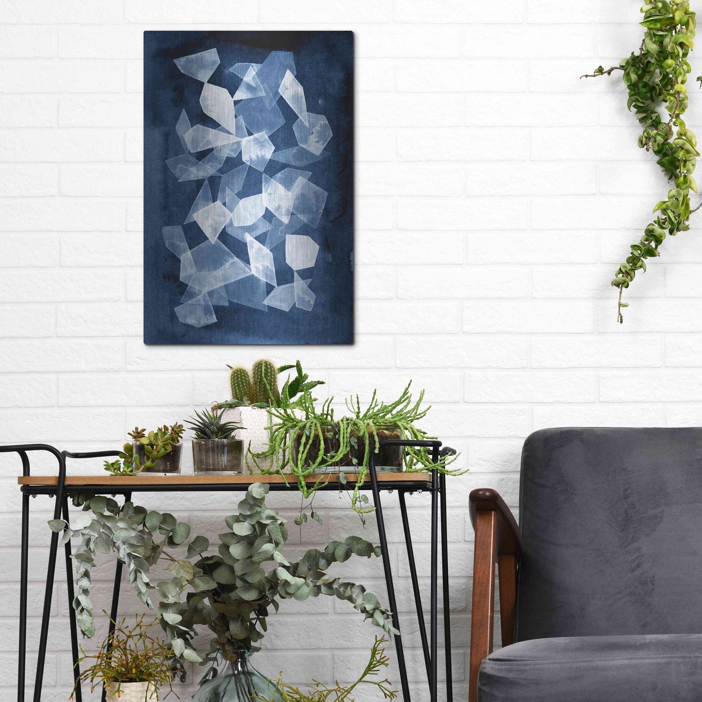 Luxe Metal Art 'Indigo Glass II' by Grace Popp, Metal Wall Art,12x16