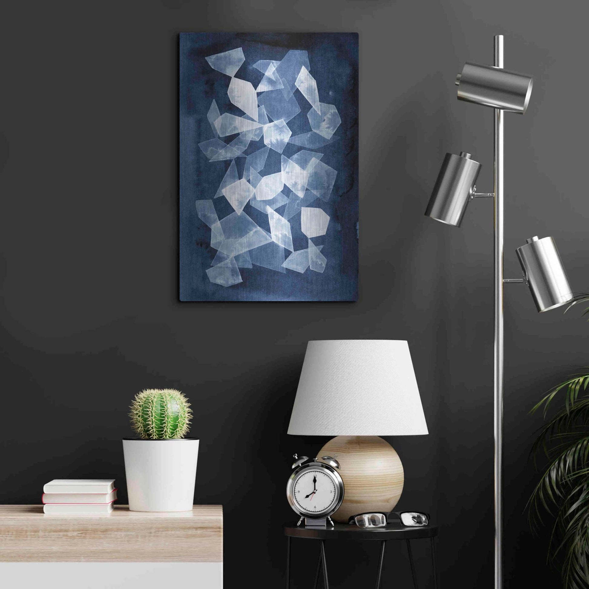 Luxe Metal Art 'Indigo Glass II' by Grace Popp, Metal Wall Art,16x24