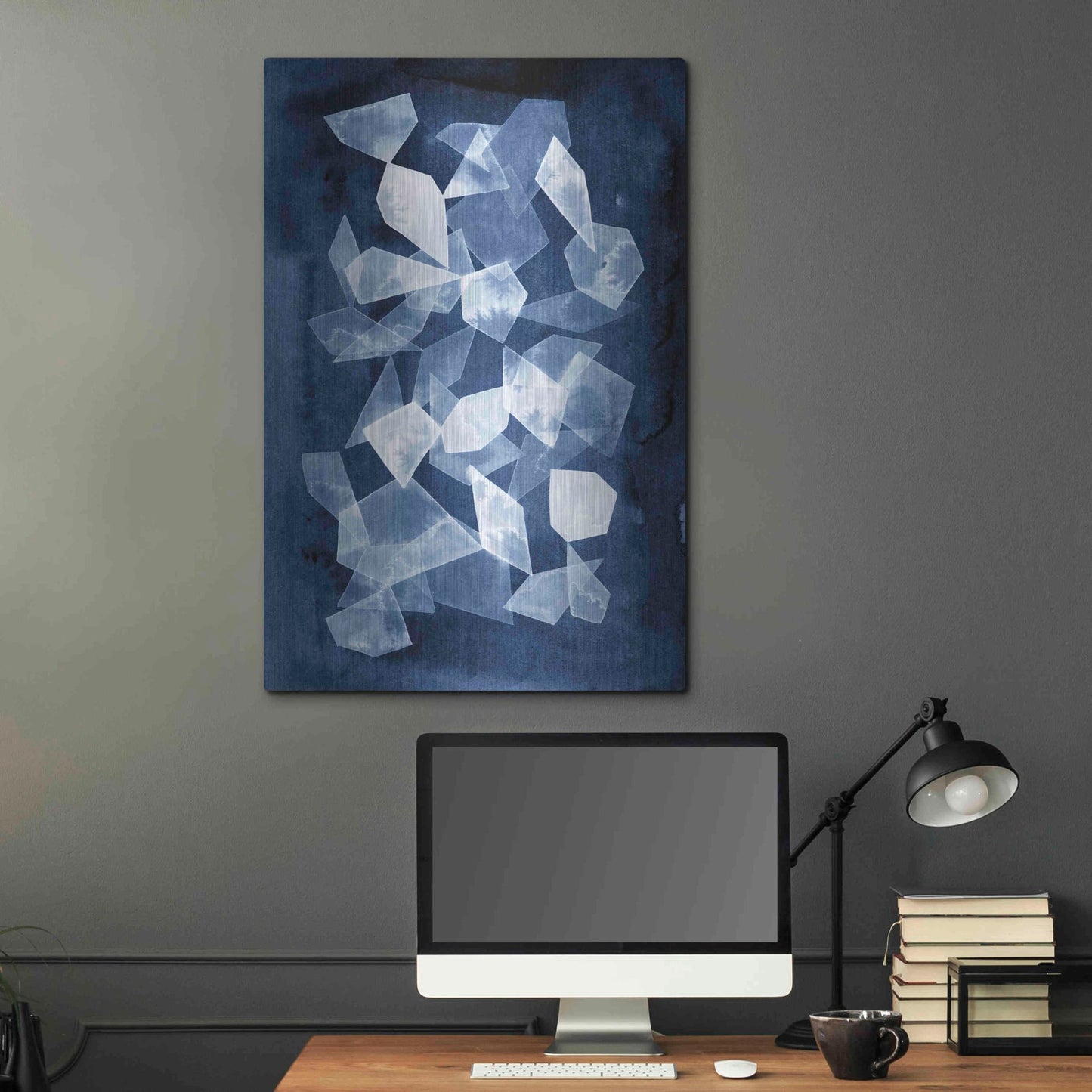 Luxe Metal Art 'Indigo Glass II' by Grace Popp, Metal Wall Art,24x36
