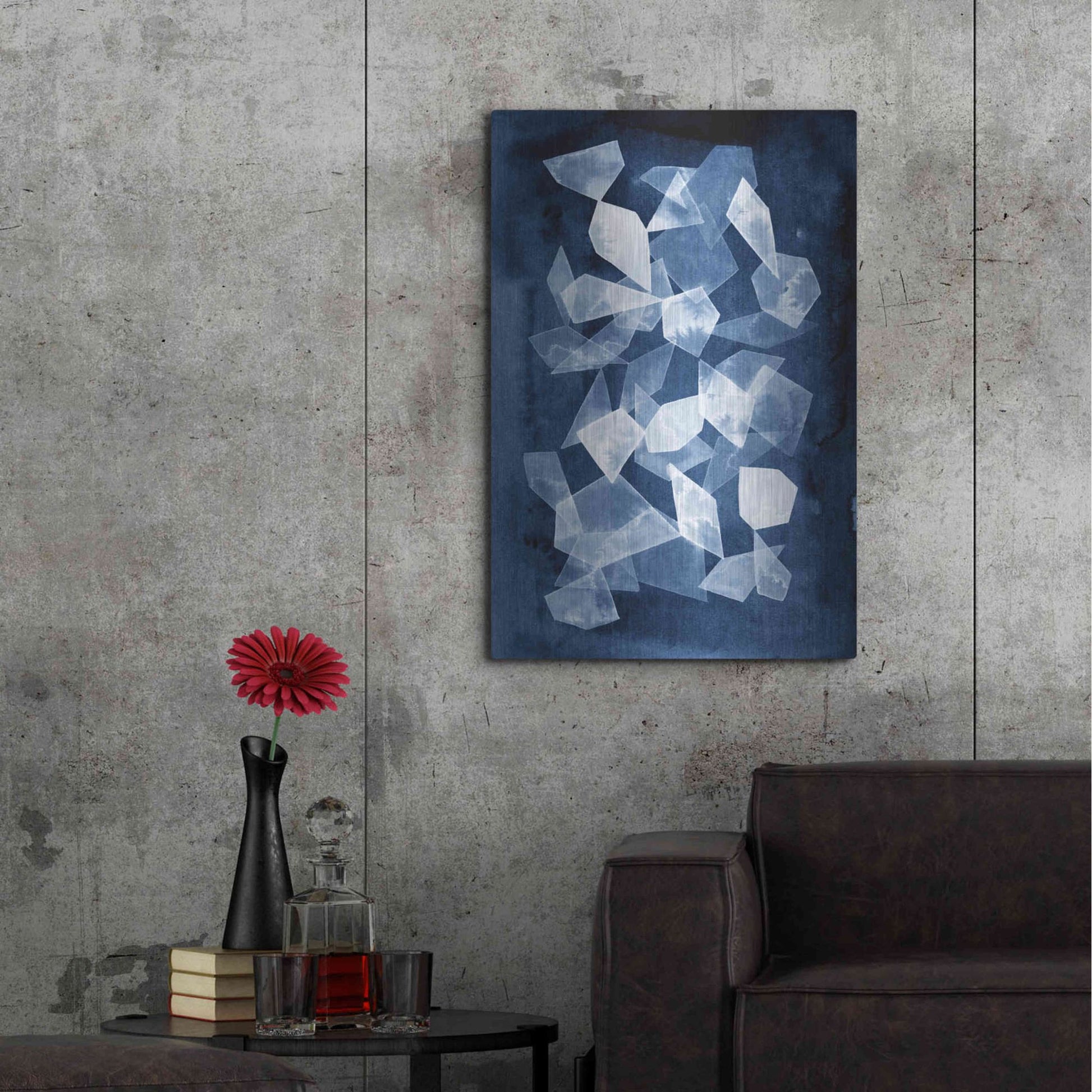 Luxe Metal Art 'Indigo Glass II' by Grace Popp, Metal Wall Art,24x36