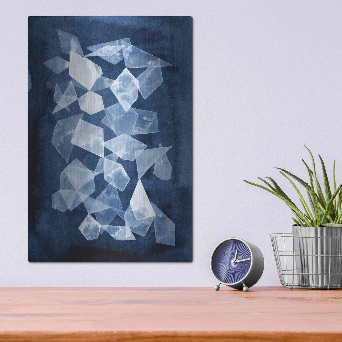 Luxe Metal Art 'Indigo Glass I' by Grace Popp, Metal Wall Art,12x16