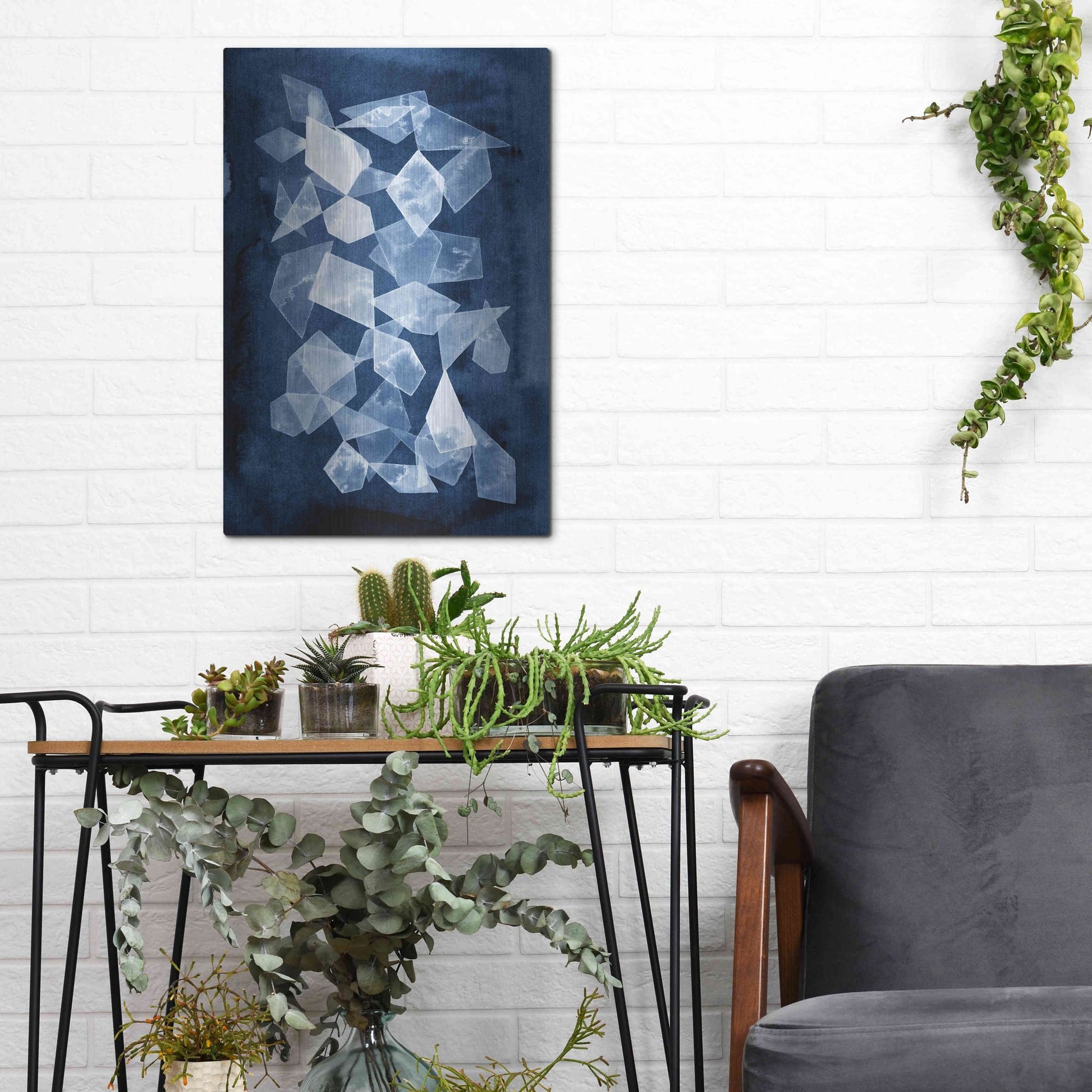 Luxe Metal Art 'Indigo Glass I' by Grace Popp, Metal Wall Art,12x16