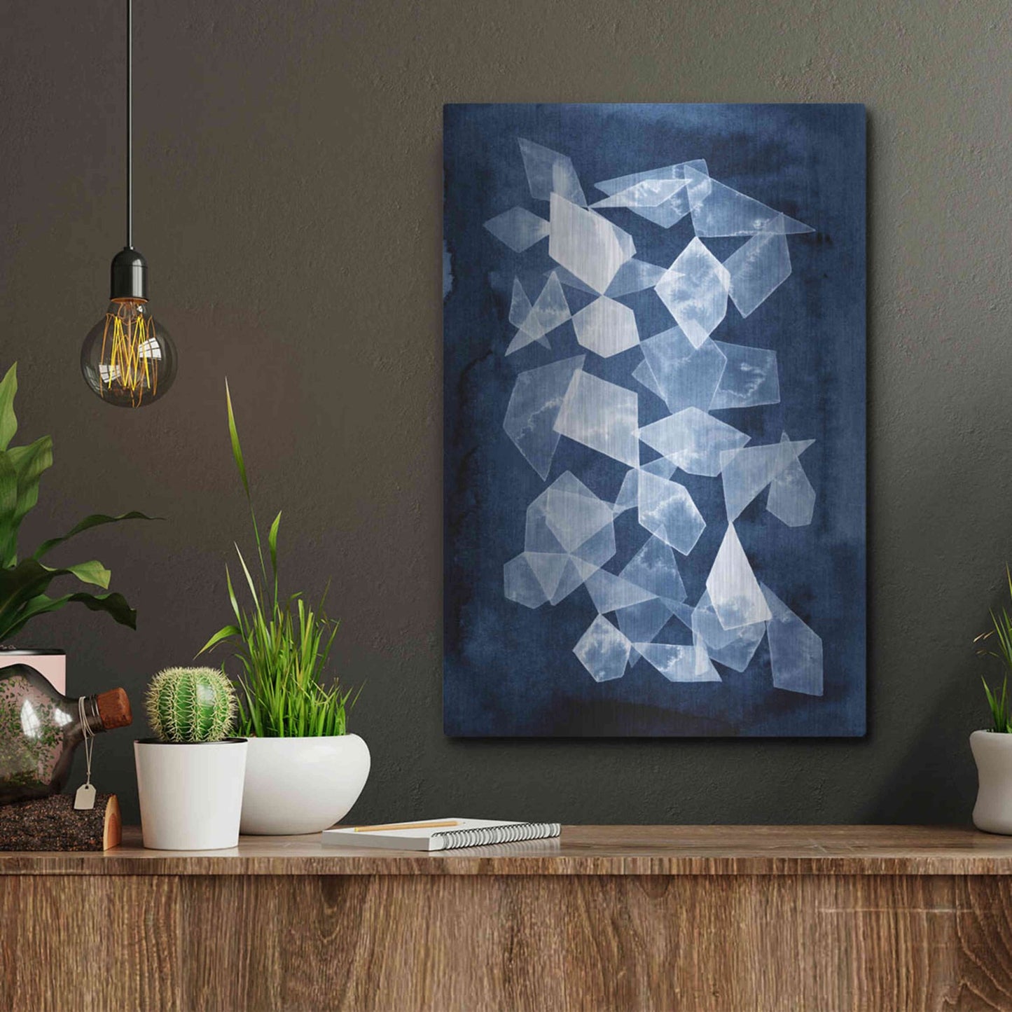 Luxe Metal Art 'Indigo Glass I' by Grace Popp, Metal Wall Art,12x16