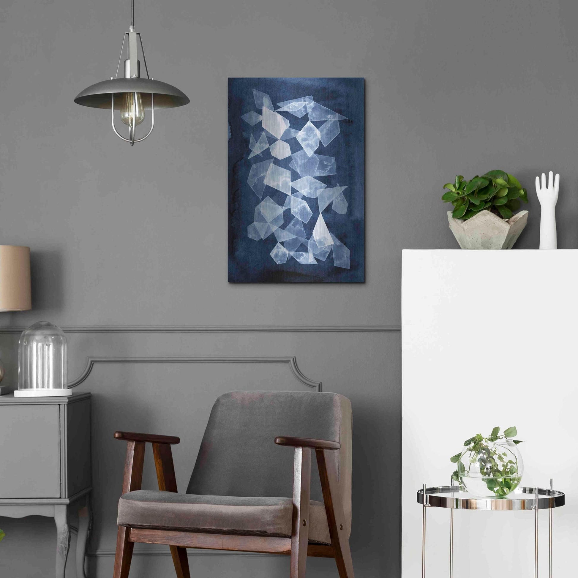 Luxe Metal Art 'Indigo Glass I' by Grace Popp, Metal Wall Art,16x24