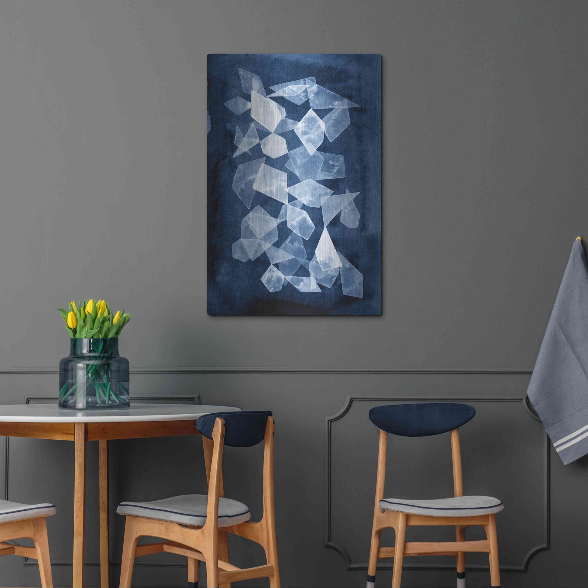 Luxe Metal Art 'Indigo Glass I' by Grace Popp, Metal Wall Art,24x36