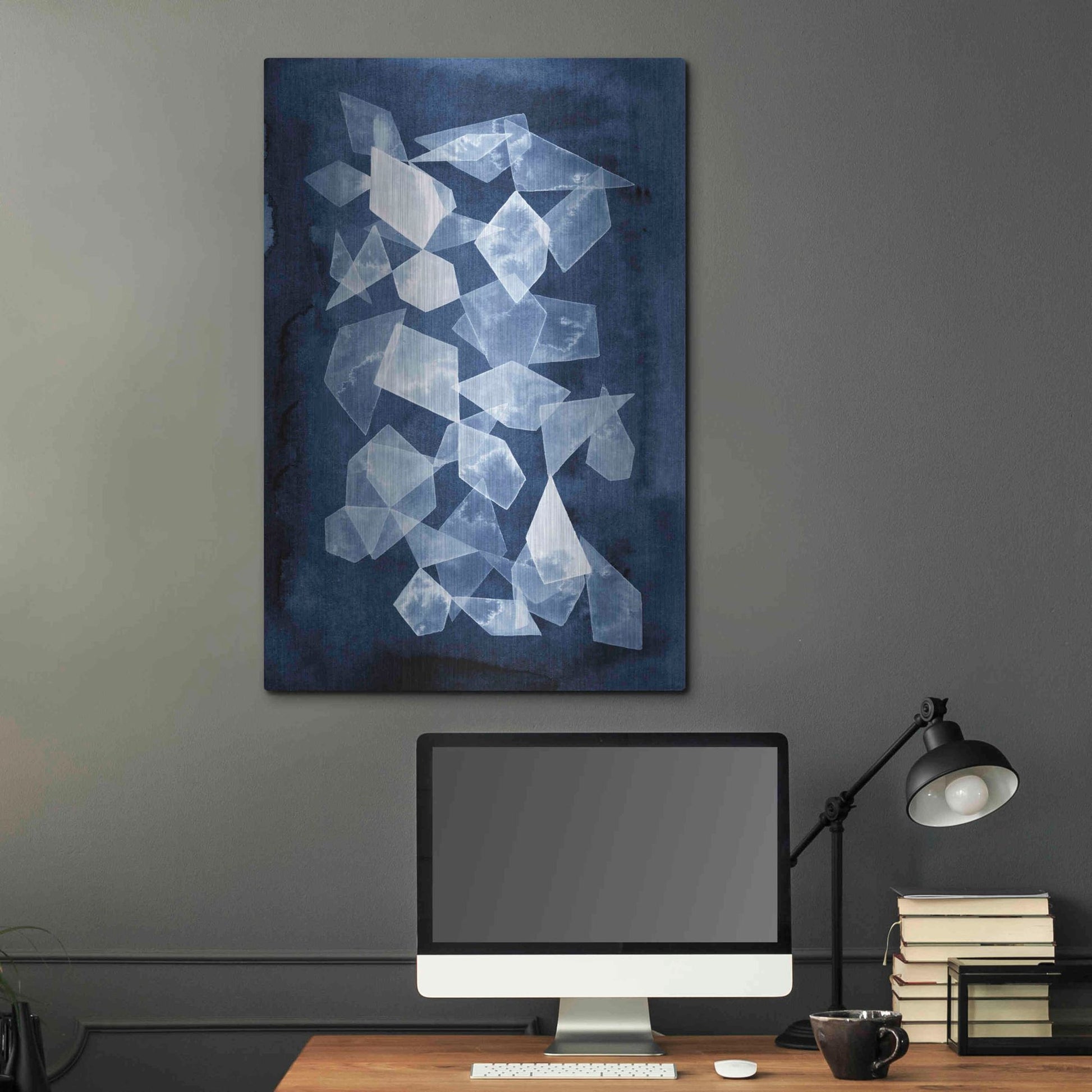 Luxe Metal Art 'Indigo Glass I' by Grace Popp, Metal Wall Art,24x36
