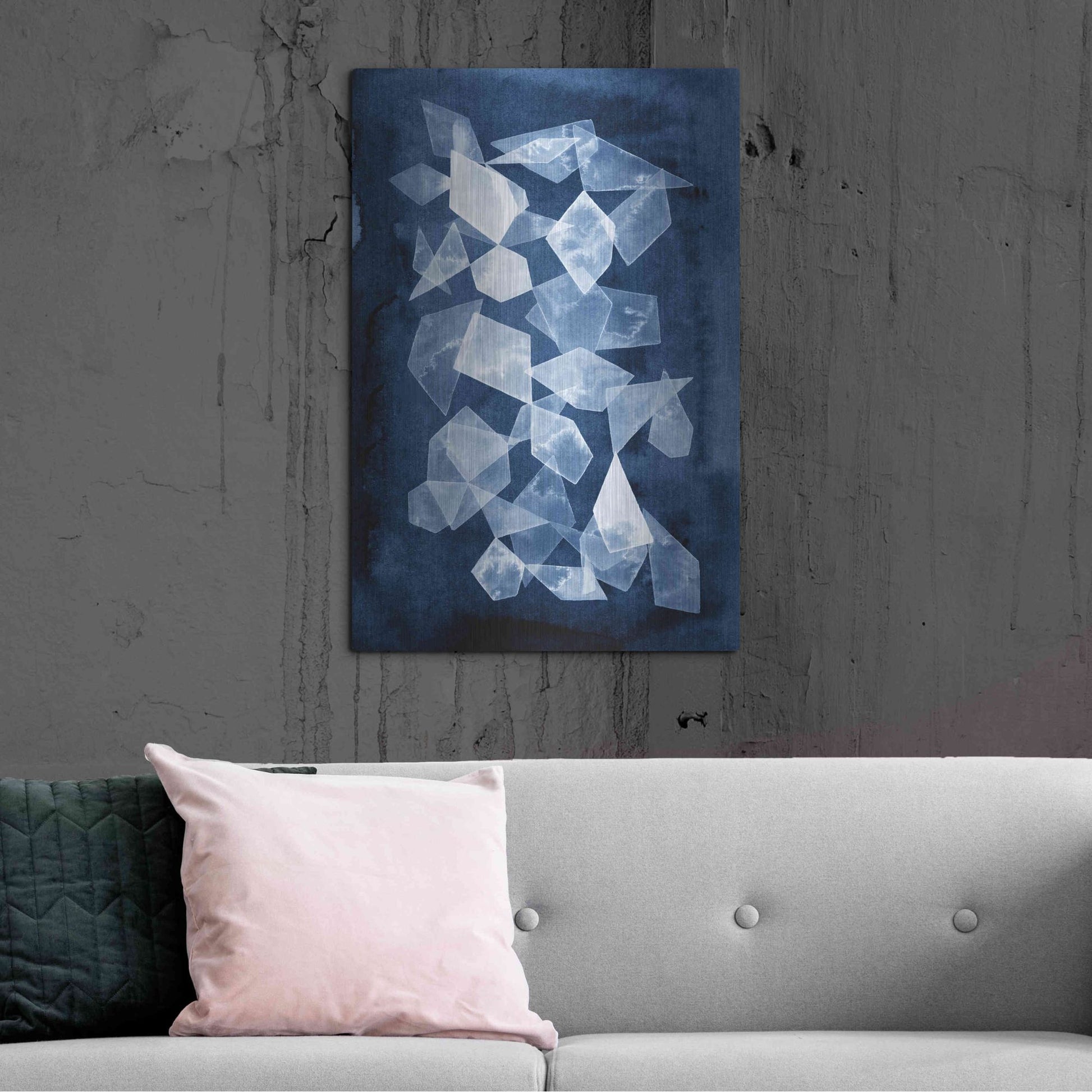 Luxe Metal Art 'Indigo Glass I' by Grace Popp, Metal Wall Art,24x36