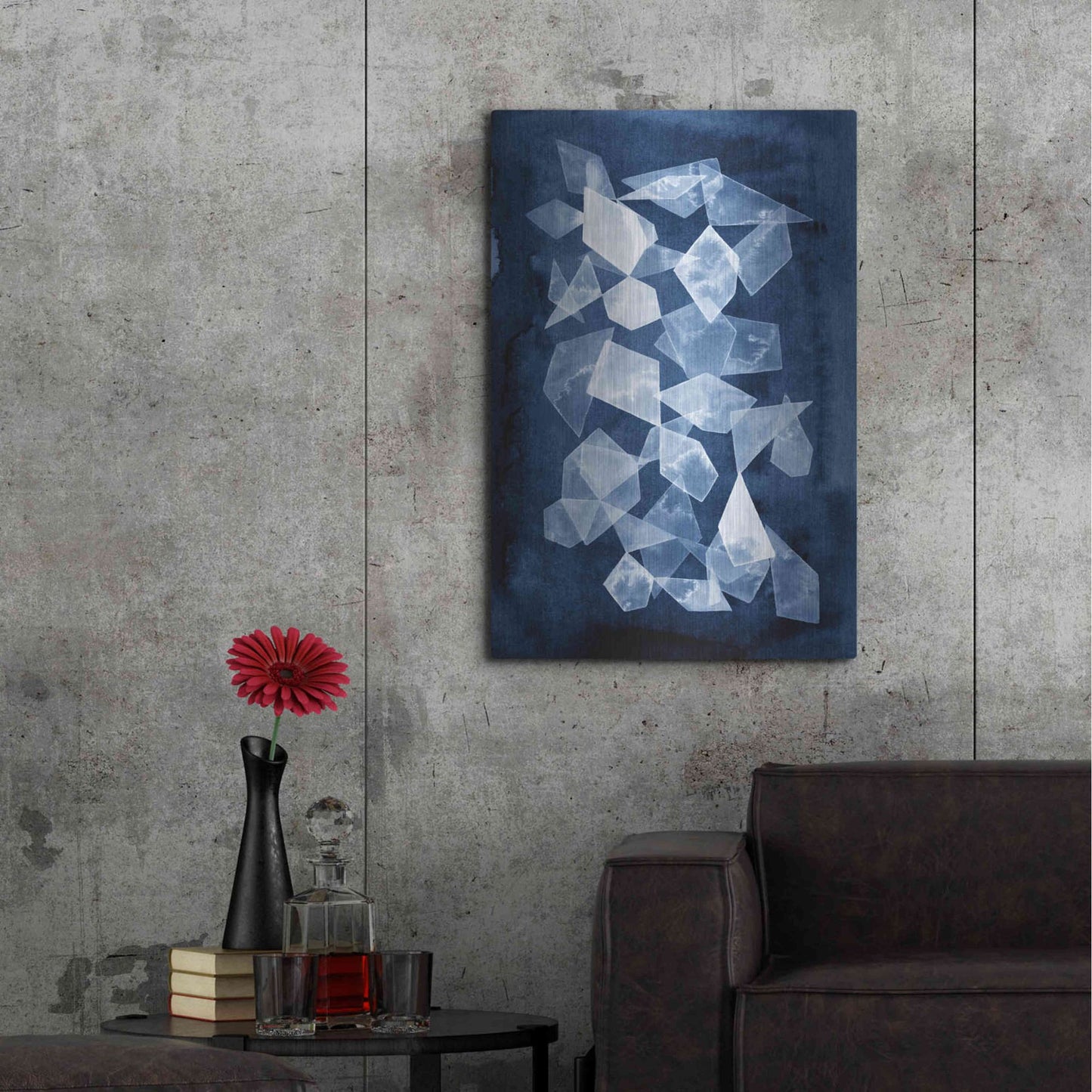 Luxe Metal Art 'Indigo Glass I' by Grace Popp, Metal Wall Art,24x36